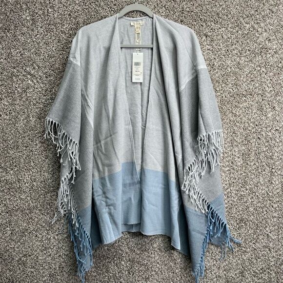 Eileen Fisher Wrap Women’s OS Rain Cotton Blend Serape with Fringe NWT - Picture 1 of 8